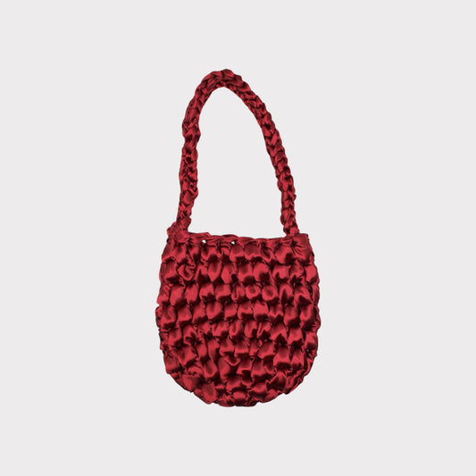 Handmade Satin Crochet Egg Shape Bucket Bag