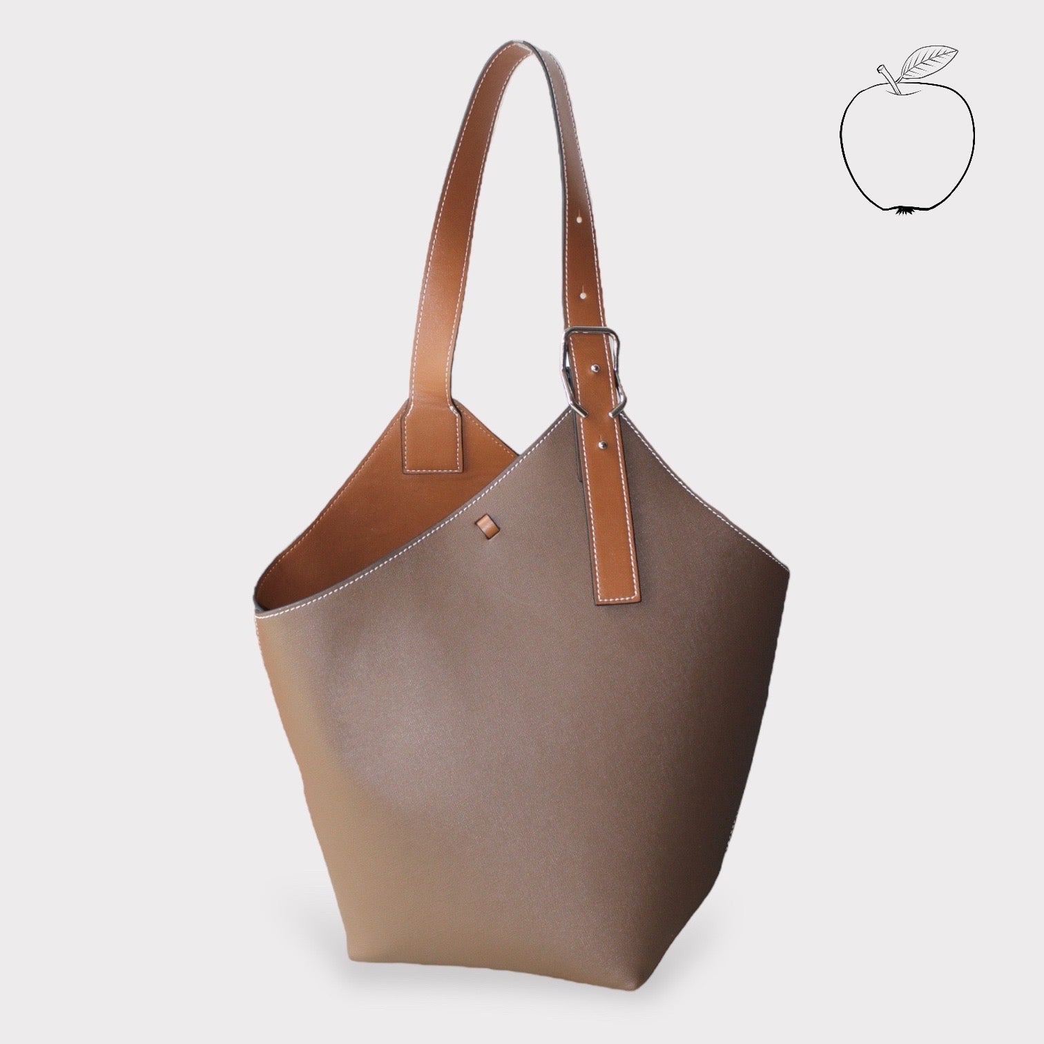 Sustainable Fashion Apple Vegan Leather Bucket Tote Bag| SOOK